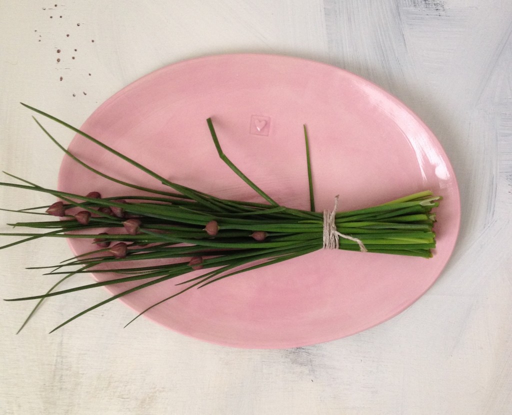 platter with chives